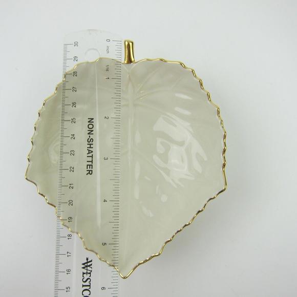 Lenox Leaf Candy Nut Dish Ivory with Gold Trim Handcrafted in Japan - Picture 10 of 14